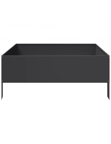 Fioriera Rialzata da Giardino Nera 100x100x25 cm in Acciaio
