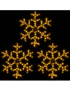 Figura Natalizia Fiocco di Neve LED 3 pz Bianco Caldo 59x59 cm 2