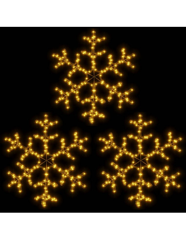 Figura Natalizia Fiocco di Neve LED 3 pz Bianco Caldo 59x59 cm