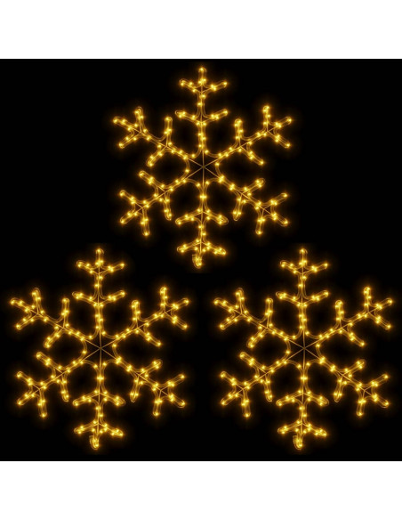 Figura Natalizia Fiocco di Neve LED 3 pz Bianco Caldo 59x59 cm