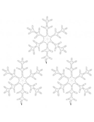 Figura Natalizia Fiocco di Neve LED 3 pz Bianco Caldo 59x59 cm