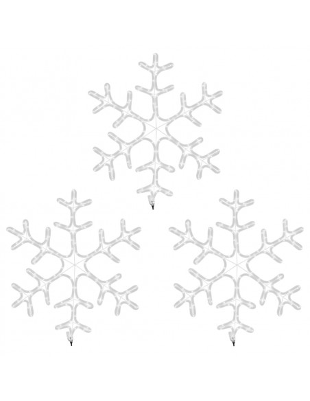 Figura Natalizia Fiocco di Neve LED 3 pz Bianco Caldo 59x59 cm