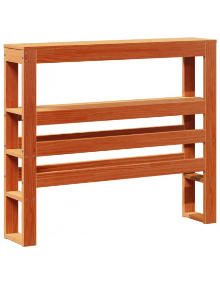 Testiera con Ripiani Marrone Cera 75 cm Legno Massello di Pino