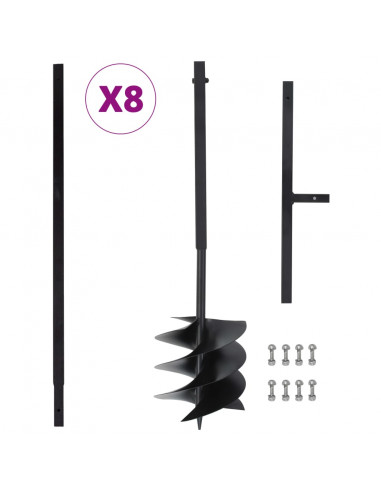 Trapano da Terra con Manico 250 mm Tubo di Prolunga Acciaio 8 m