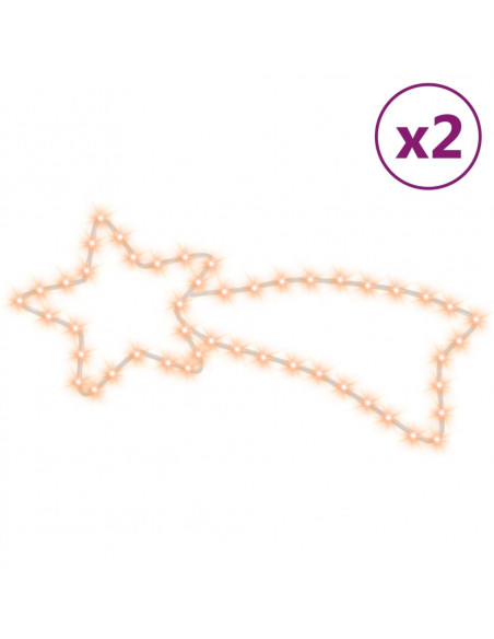 Figure Natalizie Stelle Comete 48 LED 2pz Bianco Caldo 65x28 cm