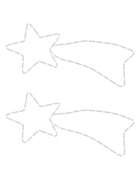 Figure Natalizie Stelle Comete 48 LED 2pz Bianco Caldo 65x28 cm