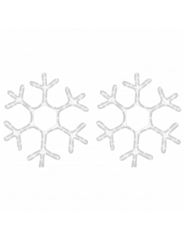 Figura Natalizia Fiocco di Neve LED 2 pz Bianco Caldo 38x37 cm