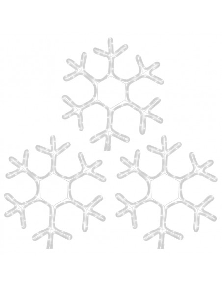 Figura Natalizia Fiocco di Neve LED 3 pz Bianco Caldo 38x37 cm