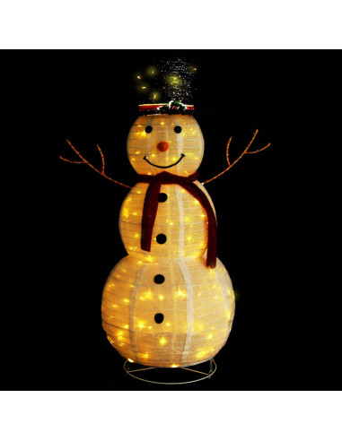 Figura Natalizia Pupazzo di Neve a LED Tessuto Pregiato 120 cm