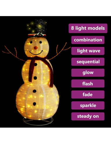 Figura Natalizia Pupazzo di Neve a LED Tessuto Pregiato 120 cm