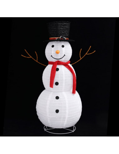 Figura Natalizia Pupazzo di Neve a LED Tessuto Pregiato 120 cm