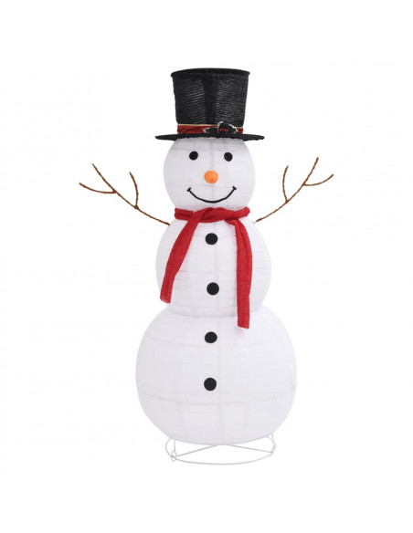 Figura Natalizia Pupazzo di Neve a LED Tessuto Pregiato 120 cm