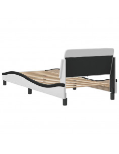 Giroletto con Testiera Bianco e Nero 90x200 cm in Similpelle