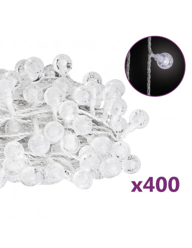 Filo di Luci Sferiche 40 m 400 LED Bianco Freddo 8 Funzioni