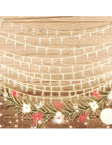 Filo di Luci Sferiche 20m 200 LED Bianco Caldo 8 Funzioni