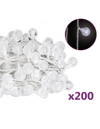 Filo di Luci Sferiche 20m 200 LED Bianco Freddo 8 Funzioni