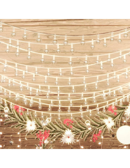 Filo Luci Fatate Sferiche 40m 400 LED Bianco Caldo 8 Funzioni