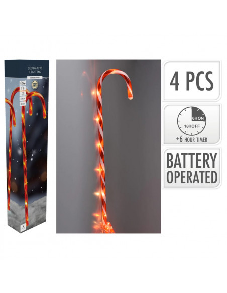Ambiance Set Luci di Natale Bastoncini di Zucchero 4pz