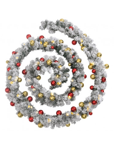 Ghirlanda di Natale con Palline e Luci LED Verde 10 m PVC