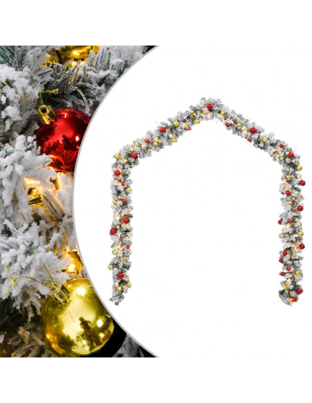 Ghirlanda di Natale con Palline e Luci LED Verde 5 m PVC