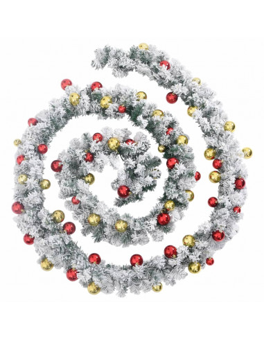 Ghirlanda di Natale con Palline e Luci LED Verde 5 m PVC