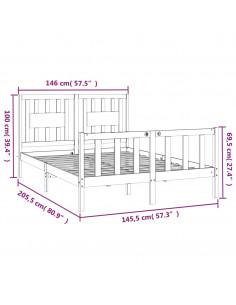 Giroletto con Testiera Bianco Legno Massello di Pino 140x200 cm