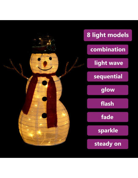 Figura Natalizia Pupazzo di Neve a LED Tessuto Pregiato 60 cm