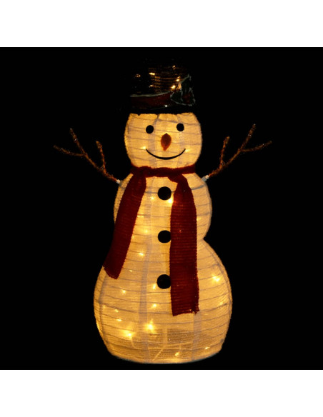 Figura Natalizia Pupazzo di Neve a LED Tessuto Pregiato 60 cm