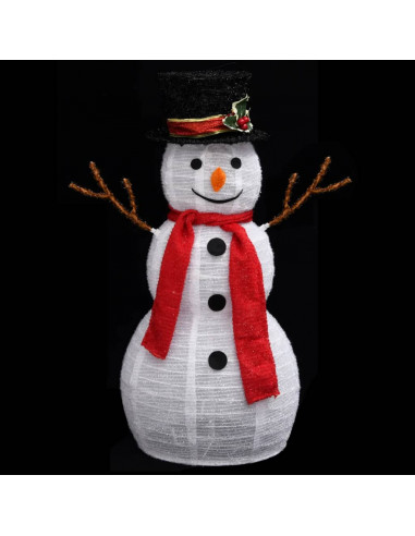 Figura Natalizia Pupazzo di Neve a LED Tessuto Pregiato 60 cm