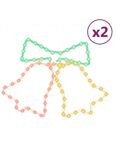 Figure Natalizie Campane con 72 LED 2 pz 50x56 cm