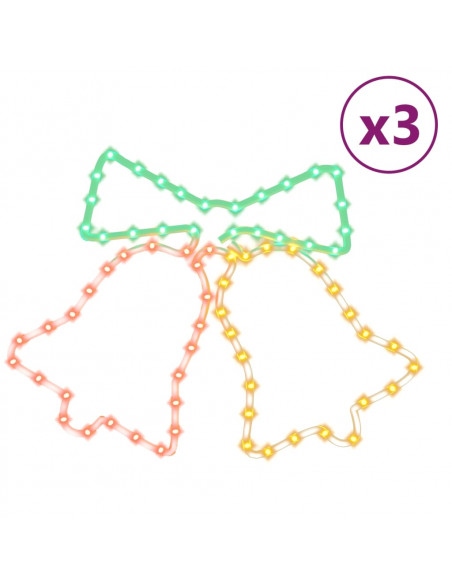 Figure Natalizie Campane con 72 LED 3 pz 50x56 cm