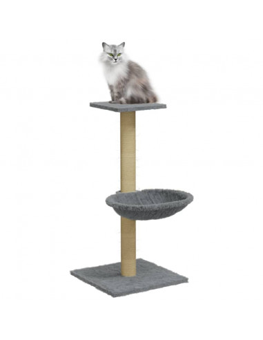 Albero per Gatti con Palo Tiragraffi Sisal Grigio Chiaro 74 cm