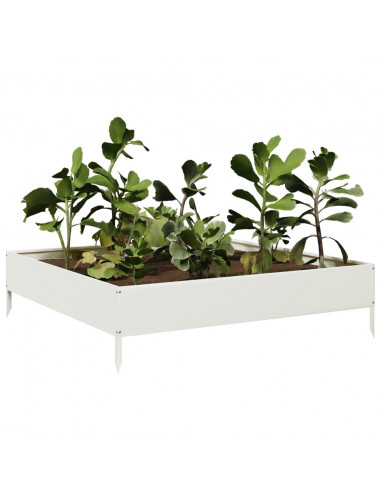 Fioriera Rialzata da Giardino Bianca 100x100x26 cm in Acciaio