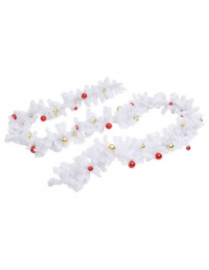 Ghirlanda di Natale Decorata con Palline Bianca 5 m