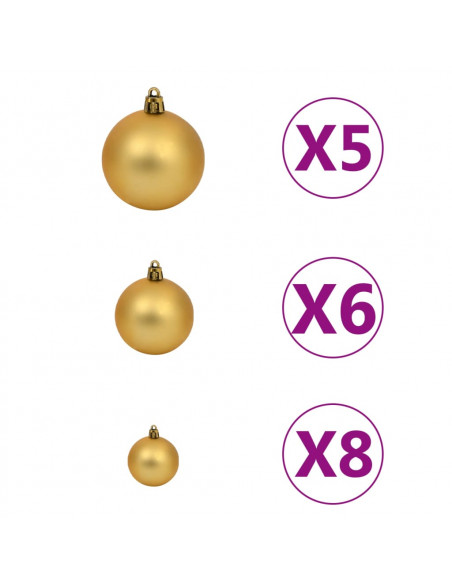 Albero di Natale Preilluminato con Palline Bianco 120 cm