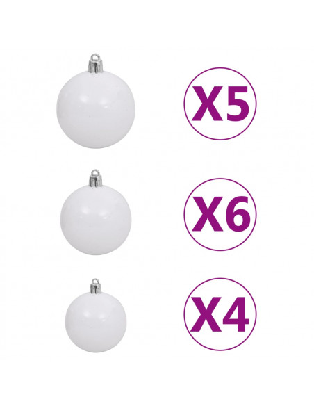 Albero di Natale Preilluminato con Palline Bianco 120 cm