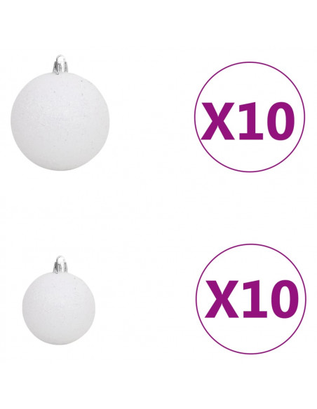Albero di Natale Preilluminato con Palline Bianco 240 cm PVC