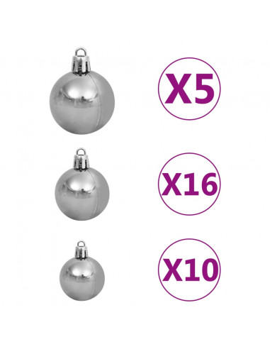 Albero di Natale Preilluminato con Palline e Pigne 210 cm