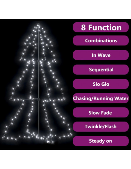 Albero di Natale a Cono 200 LED per Interni Esterni 98x150 cm