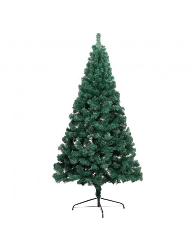 Albero di Natale a Metà Preilluminato con Palline Verde 240 cm