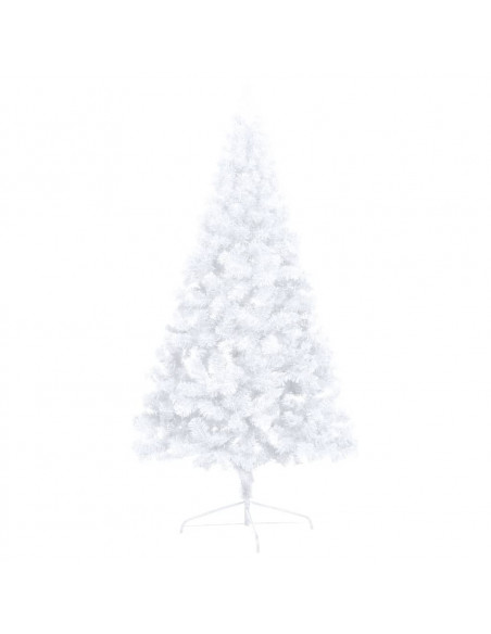Albero di Natale a Metà Preilluminato con Palline Bianco 150 cm