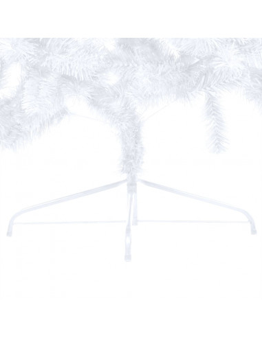 Albero di Natale a Metà Preilluminato con Palline Bianco 150 cm