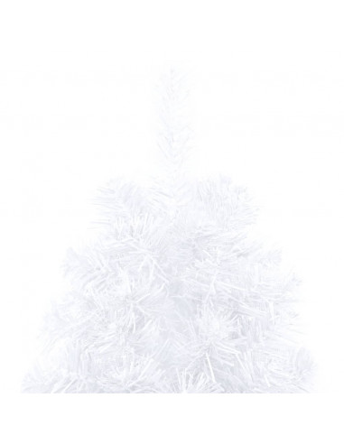 Albero di Natale a Metà Preilluminato con Palline Bianco 150 cm