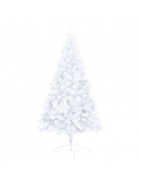 Albero di Natale a Metà Preilluminato con Palline Bianco 180 cm