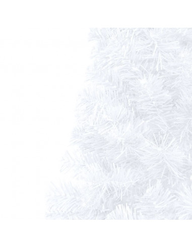 Albero di Natale a Metà Preilluminato con Palline Bianco 180 cm