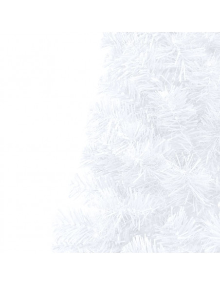 Albero di Natale a Metà Preilluminato con Palline Bianco 180 cm