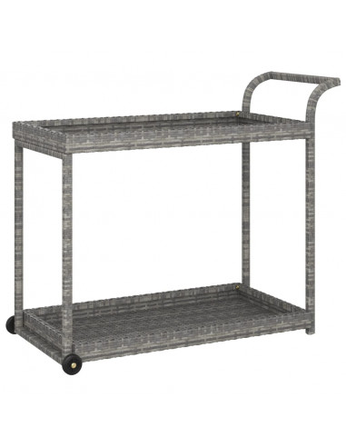 Carrello da Bar Grigio 100x45x83 cm in Polyrattan