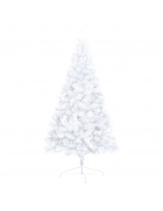 Albero di Natale a Metà Preilluminato con Palline Bianco 210 cm 2