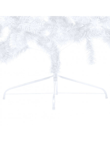 Albero di Natale a Metà Preilluminato con Palline Bianco 210 cm