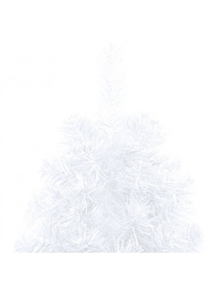 Albero di Natale a Metà Preilluminato con Palline Bianco 210 cm
